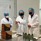 Prime Minister Jacinda Ardern visits the Off-Piste Provisions facility at The FoodBowl earlier...