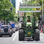Tractors and utes descend on Queen St as part of the Groundswell protest against excessive...