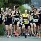 Runners head out for the Otago road race in Dunedin on Saturday. PHOTO: PETER MCINTOSH