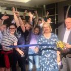 Celebrating with pupils the opening of a new space for gifted children are (from left) Enrich...