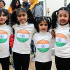 Celebrating the 75 years of Indian independence are (from left) Melya Jabil (6), Abigael Isaac (8...
