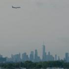 Air New Zealand's inaugural flight NZ2 makes its descent above New York City. Photo: Supplied