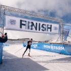 Olympian Campbell Wright  crosses the finish line to win the Merino Muster 42km race at the Snow...
