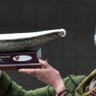 Volunteer Awards overall winner Moira Parker holds her trophy at the Edgar Centre on Saturday....