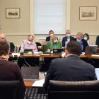 Dunedin city councillors gather to discuss the annual plan yesterday. PHOTO: PETER MCINTOSH
