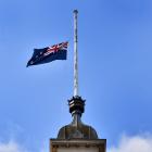 The New Zealand flag on the Municipal Chambers Building in Dunedin’s Octagon yesterday. Photo:...