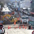 Parts of George St remain closed to traffic as upgraded infrastructure work continues. PHOTO:...