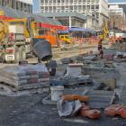 The Dunedin City Council’s revamp of George St, Dunedin, is continuing. Photo: Gerard O'Brien