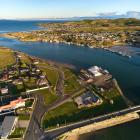 High view of Riverton / Aparima, near Invercargill. Riverton straddles the estuary formed by the...