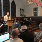 Saying his piece during the candidates’ debate at Opoho Presbyterian Church last night is Dunedin...