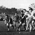 Townsend receives the ball from Mathieson during the season-ending Otago v University rugby match...