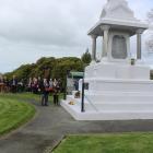 Southland Malayan Veterans Association members lay wreaths and poppies at the Otautau war...