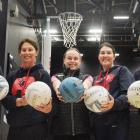 Rata Netball Club players (from left) Julie Whitaker, Sue Yeo, Andrea de Vries and Katie Davis...