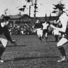 Stewart (centre) off for a try for Otago in the interprovincial rugby match against Wellington. —...