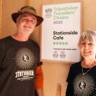 Celebrating their latest Tripadvisor accolade are Stationside Cafe owners Darryl Jones and Helen...