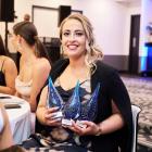 Annalysse Mitchell, of Face Body and Beauty, in Balclutha, with the award she won at the...