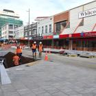Work continues on the Farmers block of the George St redevelopment on Monday where most of the...