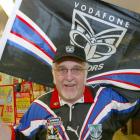 Sir Peter Leitch 'The Mad Butcher' says 14 of his Warriors jersey on display at Mt Smart Stadium...