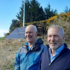 At the PowerCrate test site are (from left) Bill Currie and Tim Mepham from Powerhouse Wind....