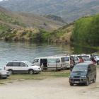 Freedom campers at Champagne Gully, Lake Dunstan, in January 2018. PHOTO: ODT FILES