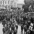 The crowd starts to disperse after observing two minutes' silence in the Octagon, Dunedin, on...