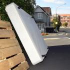 A bed base and pallets dumped in Stuart St. PHOTO: STEPHEN JAQUIERY