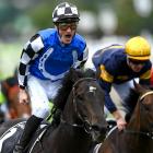 Mark Zahra atop Gold Trip celebrates as he crosses the line in the Melbourne Cup. Photo: Getty...