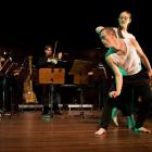 Violinist Martin Riseley performs with Jolt Dancers Joel Forman and Claudia Cassin and musicians...