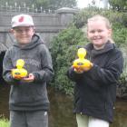 Austin Shearing and Taylah Kelly at the starting line of Rotary Club of Invercargill North’s duck...