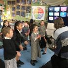 Year 0-1 pupils at Bathgate Park School follow the lead of Poet Lorikeet Jenny Powell. Photos:...