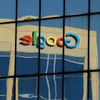 The Google logo is shown reflected on an adjacent office building in Irvine, California, U.S.A.....