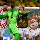 Croatian players celebrate their victory over Brazil. Photo: Reuters