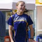 Shilah Milligan (12), of Milton, competes in the sack race section of the Tokomairiro A&amp;P...