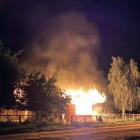 A well-involved house fire near Omakau in the early hours of Thursday. Photo: Omakau Volunteer...