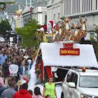 Santa greets the crowd during Dunedin’s Santa Parade yesterday afternoon. PHOTO: GREGOR RICHARDSON