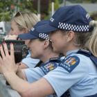 Constables (from left) Kimberley Crampton, Marlie Lamb and Rachel Hellyer monitor the speed of...