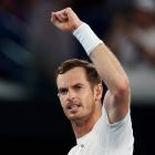 Andy Murray celebrates winning a tough match against Italy's Matteo Berrettini at Rod Laver Arena...