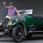 Cedric Cook stands proudly on the side of his 1924 three-litre Bentley in Dunedin yesterday....