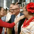 Departing Prime Minister Jacinda Ardern farewells soon-to-depart Dunedin MP David Clark. PHOTO:...