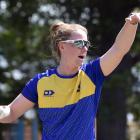 Kirstie Gordon directs the field during a training session at the University Oval on Thursday....