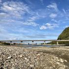The Grey River, pictured upstream of the Cobden Bridge, at low tide. PICTURE: GREYMOUTH STAR