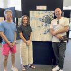 Craigs Aspiring Art Prize Supreme Award winner Marc Blake (right) celebrates taking top place for...