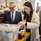 David Clark and Prime Minister Jacinda Ardern have a cuppa at Otago Polytechnic. Photo: ODT Files