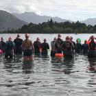 Starters line up for the 2.5km Iron Ruby at the Ruby Swim event in Wanaka at the weekend. 