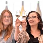 Hayley McMillan (19, left) and Kathryn Blain (20) prepare to taste Auntsfield New Zealand...