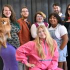 Dressing up at Runaway Play yesterday are (back, from left) Jess Trounson holding Boo the dog,...