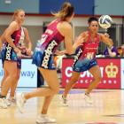 Ivari Christie moves the ball down the court to Georgia Heffernan during the Steel’s 74-40 loss...