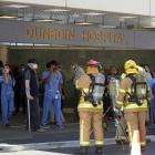 Firefighters respond to an alarm activation at Dunedin Hospital yesterday. PHOTO: LINDA ROBERTSON