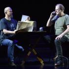 Dark Radio director Martyn Roberts and sound designer Stephen Stedman prepare for the first...