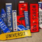 Stolen street signs mostly recovered from student flats around Canterbury University in 2020....